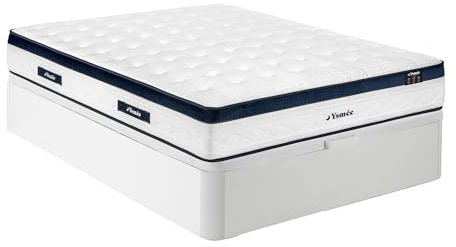 Vente-unique - Juego de Cama con somier de 140 x 190 cm Blanco + colch€n de muelles ensacados de 5 Zonas de refrigeraci€n de 28 cm de Grosor Ò Korovoi de YSMÖE