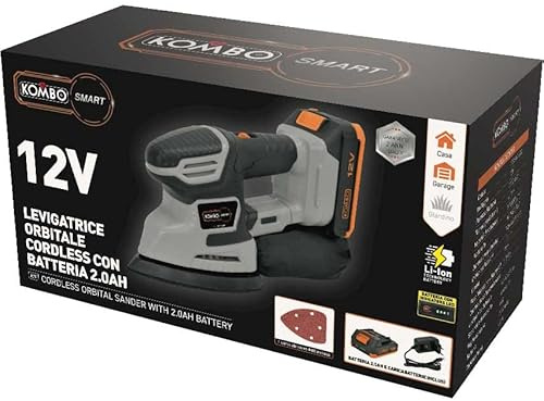 KOMBO SMART - Levigatrice Orbitale Delta 12V con Batteria 2.0Ah - Compatta, Potente, Ergonomica