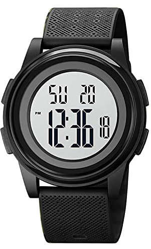 Ultra-Thin Minimalist Sports Waterproof Digital Watches Men with Wide-Angle Display Rubber Strap Wrist Watch for Men Women