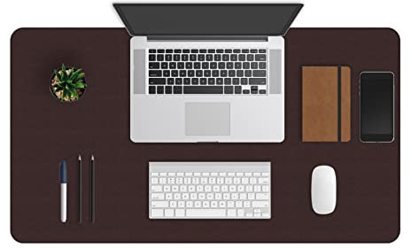 ZBRANDS Schreibtisch Unterlage – Schreibtischunterlage - Geignet als Mauspad XXL – Desk Mat – Schreibunterlage – Schreibtischmatte – Aus PU Leder – Rutschfest – Dunkelbraun - 91 x 51 cm