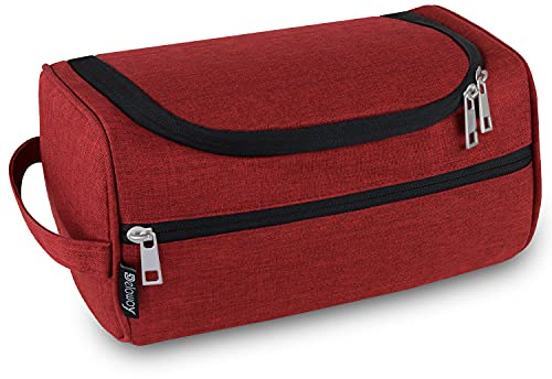DELAWAY Kulturbeutel Herren & Damen [Design 2026] Kulturtasche zum Aufhängen Männer & Frauen - Waschtasche für Koffer und Handgepäck - Kosmetiktasche mit Kofferhalterung (Rot)