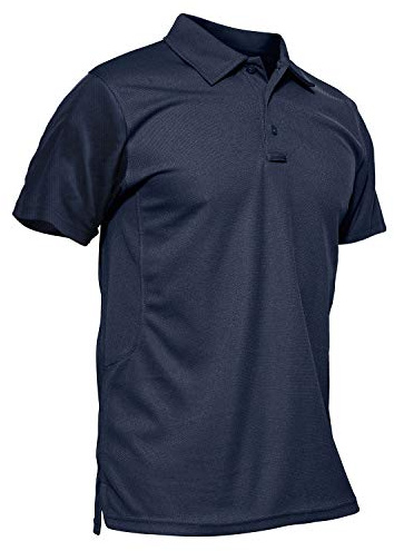KEFITEVD Men's Summer Quick Dry Short Sleeve Polo Shirts Lightweight Fishing Tees,Navy Blue,2XL