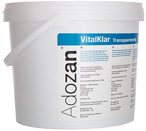 Adozan Vital Klar – Hochkalorisches Energie- & Protein Pulver für Mangelernährung & Gewichtszunahme | Ohne Zucker, Fett | Für Klare Getränke & Speisen | Geriatrie, Onkologie & Rekonvaleszenz | 3kg