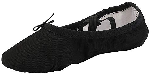 missfiona Canvas Ballet Shoes Women Adult Split Sole Dance Slipper Ballroom Flat (6, Black)