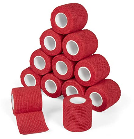 Sagafly Venda Cohesiva Envoltura Tape Vet Venda Cinta Bendaje Adhesiva 5cm x 4,5m Vendaje Autoadhesivo Deportiva Tape Cohesivo Vendas para Primeros Auxilios Deportes (Rojo)