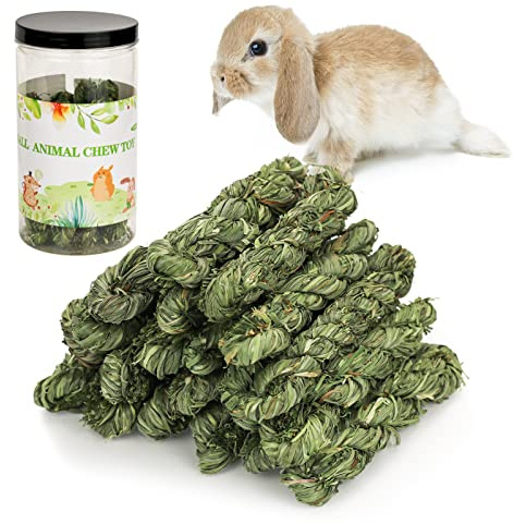Natural Timothy Grass Chew Toys, Small Animal Treats for Chinchillas Hamsters Guinea Pig Dwarf Rabbit Gerbils, Teeth Grinding Molar Stick Pet Snacks