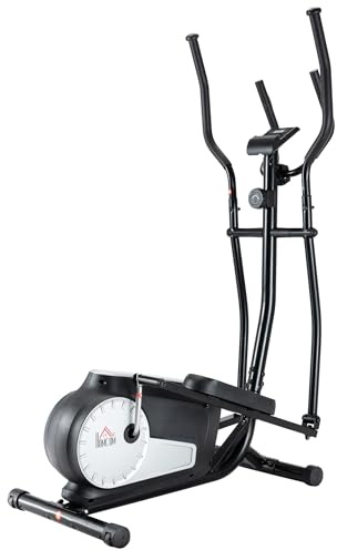 HOMCOM Elliptical Cross Trainer, Home Cardio Workout Machine with Eight Level Magnetic Resistance, LCD Monitor, Heart Rate Sensor, Two Wheels