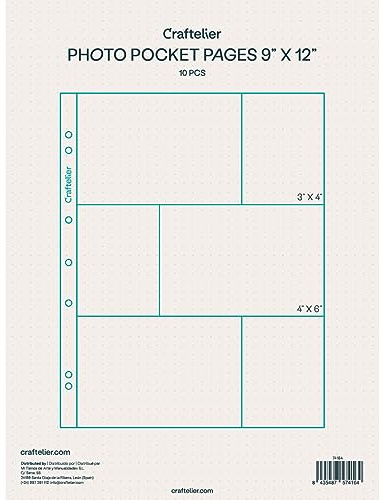 Craftelier - Custodie trasparenti in plastica con 6 tasche per album fotografici personalizzati | Include 10 buste da 9 x 12 (22,86 x 30,48 cm) | compatibili con album a 3 e 4 anelli