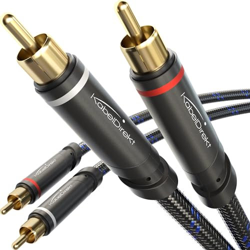 KabelDirekt – Câble RCA – 1,5m – câble audio stéréo Cinch/RCA 2 x 2 particulièrement résistant, qualité sonore brillante (tressé, coaxial, Home Cinéma, analogique et numérique)