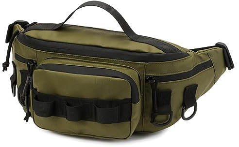 Riñonera para aparejos de pesca, impermeable, para herramientas de pesca, con correa ajustable para la cintura, para pesca, senderismo, correr, Green, 43*13.5*19.5cm, moderno