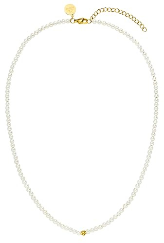 Purelei® Bloomy vattentätt halsband i rostfritt stål - snäckskal pärlhalsband - modesmycken för personligt utseende - pärlhalsband för kvinnor, 40 cm, Rostfritt stål, Ej tillämpbar