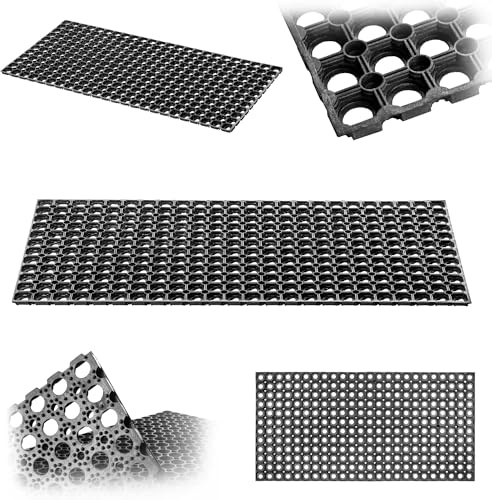 KADAX Felpudo con patrón de agujeros, alfombrilla de goma antideslizante para exteriores, alfombrilla de goma perforada para entrada (patrón 2, 40 x 80 cm)