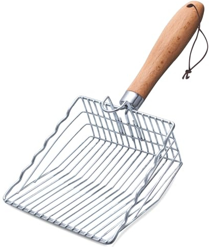 ARMLULU Cat Litter Scoop, Kitty Metal Scooper with Hook and Hole, Stainless Steel Kitten Poop Lifter for Litter Box, Non Stick, Durable and Heavy Duty Sifter for Easy Clean