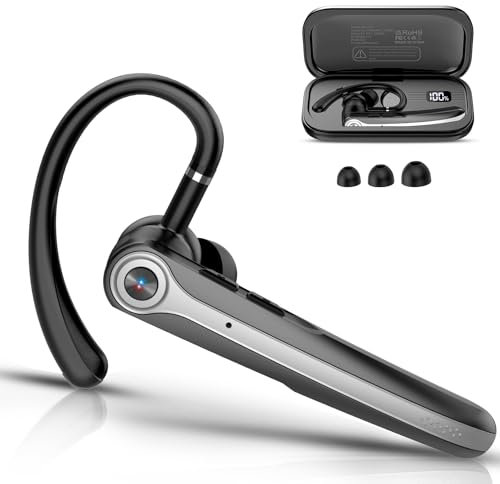 Bluetooth Headset V5.4 Wireless Freisprech Telefon mit CVC 8.0 und ENC Dual Mikrofon, Bluetooth Ohrhörer kabellos mit 25h Sprechzeit, 120h Standby Headset Handy für Autofahren Büro Business, Schwarz
