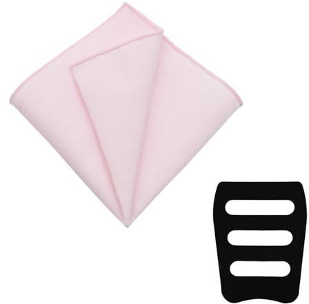 LHXzizizi White Pocket Squares for Men, Mens Linen Cotton Handkerchiefs with Pocket Square Holder for Daily Wedding Banquet (Pink)