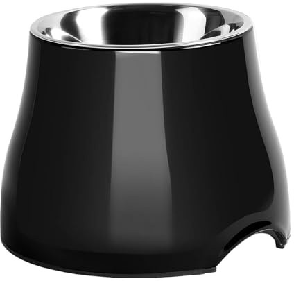 Ciotola per cani rialzata, super antiscivolo, con ciotola in acciaio inox, alta capacità, per cani di taglia media e piccola (nero)