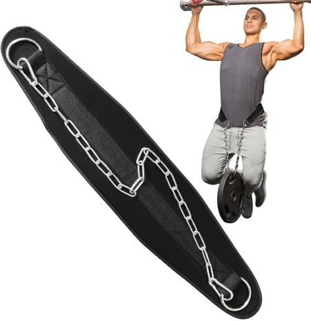 Cintura per allenamento con, da uomo, con catena in acciaio, protezione per la vita, per esercizi, calisthenics, palestra, stacco da, supporto per allenamenti di sollevamento