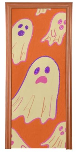 Glad Halloween Orange Stretchigt Dörrskydd 91 x 248 cm Sommar Dörr Banner Semester Festtillbehör L