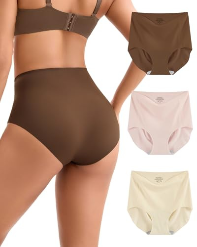 INNERSY Mutande Donna Senza Cuciture Vita Alta Slip Microfibra Pacco da 3 | Intimo Invisibile, Culotte Sportive Setose, Cavallo in 100% Cotone, Mutandine Leggere, Asciugatura Rapida, Senza Etichetta