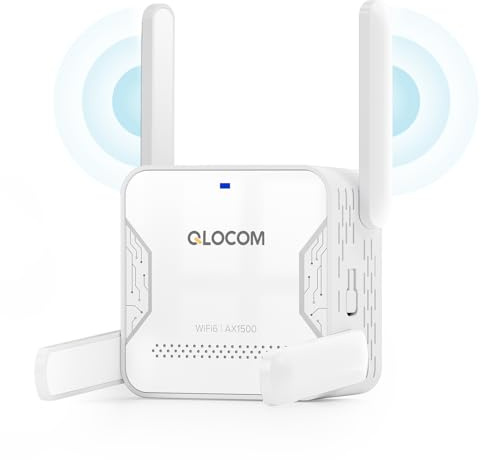 QLOCOM WiFi 6 WLAN Verstärker Repeater AX1500 5000 für bis zu 4000 sq.ft und 35 Geräte yaftyueoifcjuia