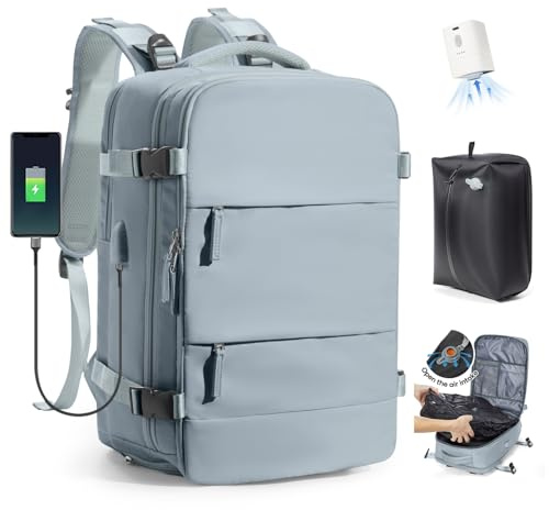 SZLX Sac à Dos Sous Vide Bagage à Main Pour Femmes, Sac à Dos Airbag Avec Système De Vide Pour Le Voyage, Ryanair Travel Ruscksack Taille Cabine Avec Pompe étanche Valise Sous Vide Pour Homme