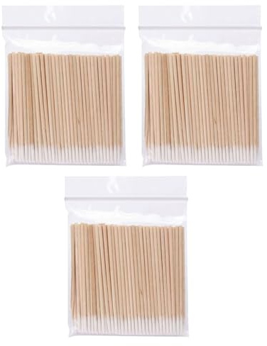 HAPZUR 300 pezzi tamponi di cotone a punta in legno, bastoncini legno, cotton fioc/cotonfioc, applicatori per tatuaggi, sopracciglia, bellezza, trucco, unghie (7 cm)