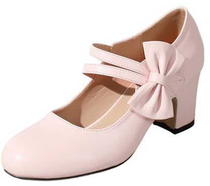 Generico 2026 Scarpe Tradizionali con Tacco Scarpe da Ballo Grosse Scarpe da Sposa Scarpe da Ballo con Tacco a Blocco Ballerine Scarpe Eleganti con Tacco e Fibbia
