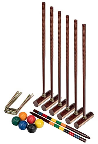 Franklin Sports Unisex-Erwachsene Outdoor 6-Spieler-Krocket Heringen, Schlägeln, Wickets und Bällen – Hinterhof-/Rasenkrocket-Set – Expert, Mehrfarbig/Meereswellen (Ocean Tides), Einheitsgröße