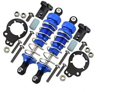 Tamiya Lunch Box Upgrade Parts Aluminium Rear Adjustable Spring Damper (75mm) & Protector Mount - 1Pr Set Blue