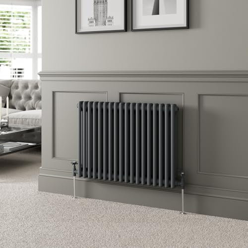 DuraTherm® 600 x 830mm Anthracite Grey Traditional Horizontal Designer Radiator Double Column Colosseum Cast Iron Style Central Heating Panel Radiators Rad