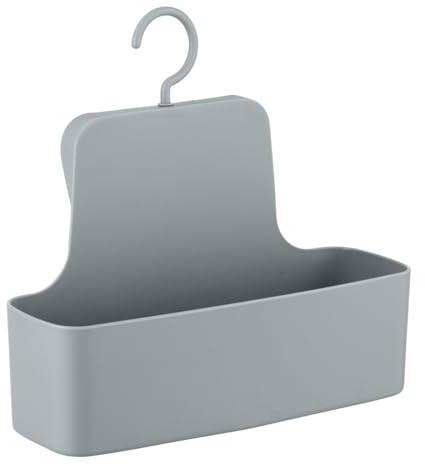 WENKO Duschcaddy Barcelona, Duschregal zum Hängen, mit beweglichem Haken, Spezial-Kunststoff (bruchsicher), Befestigen ohne Bohren, Grau