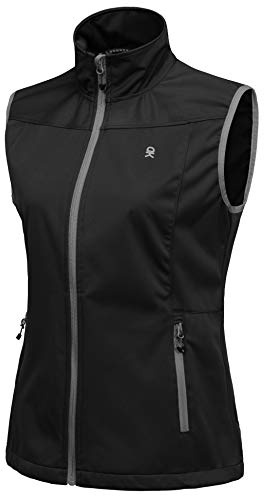Little Donkey Andy Women's Lightweight Softshell Vest, Windproof Sleeveless Jacket for Running Hiking Travel, Black M