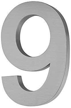 Número de casa de acero inoxidable cepillado V2A en diseño 3D inoxidable y resistente a la intemperie, incluye material de montaje, número de casa Altura 20 cm / profundidad 3 cm, bonito diseño 3D (9)