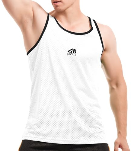 AIMPACT Men's Vests Mesh Fast-Drying Gym Tank Top Summer Breathable Sleeveless Round Neck Mens Vest Tops for Training Running Bodybuilding Basketball Cycling