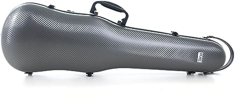 GEWA Estuche para violín de policarbonato tamaño 4/4 - 1/2, gris, interior negro, 2 correas de mochila desmontables, bolsa de accesorios, suspensión acolchada, asa lateral adicional