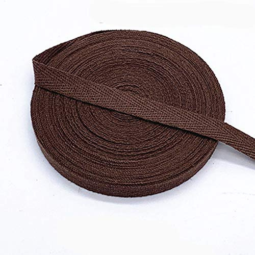 Egurs Nastro obliquo colorato in cotone, 45 m x 10 mm, morbido tessuto twill di cotone, per cucire, marrone scuro