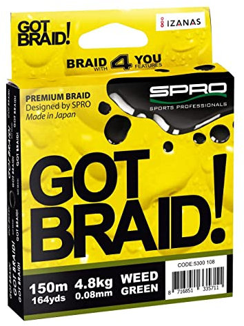 GOT Braid 4-Fach 150m Weed Green / 0,08mm geflochtene Schnur von Spro -