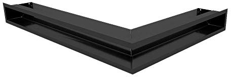 Grille de Ventilation KRATKI AIR | Grille de cheminée Angle Gauche 766 x 547 x 90 mm | Noir | Grille d'extraction pour Ventilation de cheminée | Prise d'air à Un Angle de 45 degrés