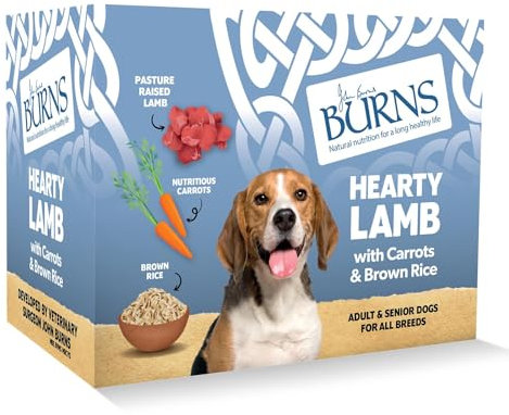 Burns Pet Natural Nutrition Adult & Senior Wet Dog Food Hearty Lamb, Carrots & Wholegrain Brown Rice 6 x 395gm