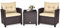 GOPLUS 3tlg. Balkonmöbel Set, Polyrattan Gartenmöbel Set, Terrassenmöbel Set mit 1 Tisch & 2 Stühlen, Lounge Set mit Kissen, Gartengarnitur Sitzgarnitur 3er Set Sitzgruppe für Garten & Balkon (Beige)