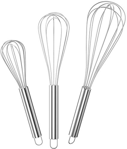 Gvolatee Schneebesen Set Edelstahl，Rührbesen 3 Stück Enthält 21cm, 26cm, 29cm für Mischen, Rühren Von Teig, Eiern, Aufschäumen, Schlagen, Hohe Qualität Whisk für Esszimmer，Wohnküche, Silber