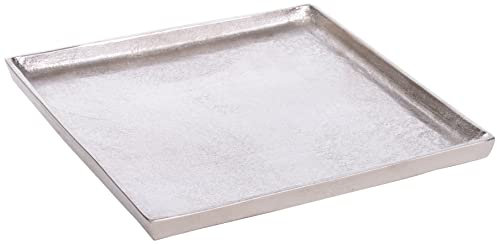 Brandsseller Bandeja decorativa de 25 x 25 cm, cuadrada de aluminio, color plateado
