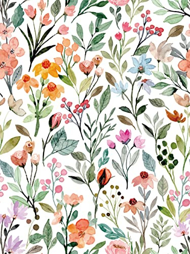 Self Adhesive Colorful Floral Shelf Liner Contact Paper Decorative Watercolor Small Flower Drawer Liner Peel and Stick Floral Wallpaper for Walls Cabinets Table Decal 17.7X117 Inches