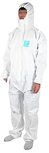 Combinaison De Protection Complète MC2000T Combinaison De Protection Antistatique Chimique Ignifuge Liquide équipement EPI Pour Ateliers De Laboratoire Usines(XXL-blanc)