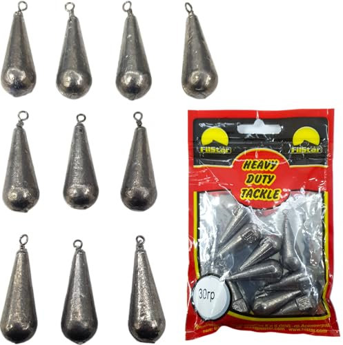 PRO FILSTAR Grundblei Angeln Set 10 x 30g - Blei Angeln mit Wirbel - Angel Bleie Set - Grundangeln - Birnenblei - Blei Gewicht - Angelblei - Fishing Weights - Bleigewichte – Karpfenblei Kit