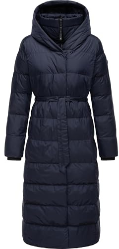 Ragwear Cappotto invernale da donna, caldo, trapuntato, lungo, con cappuccio, Niara Long YOUMODO XS-3XL, blu navy, XL