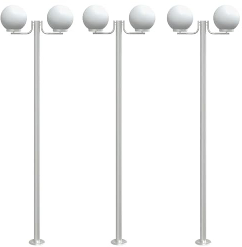 vidaXL Farolas de exterior 3 unidades acero inoxidable 215 cm