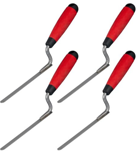 4 Piezas Llana para Juntas, Anchura 8 10 12 14 mm, Mango de Goma Antideslizante, Llana para Juntas de Acero Inoxidable, para Trabajos Precisos de Albañilería, Construcción, Alicatado (Rojo)