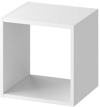 Acomoda Textil – Estantería para Pared y Suelo de Madera Moderna y Resistente para Dormitorio, Cocina, Baño y Oficina. Estante para Organizar de Fácil Instalación. (1 Cubo, Blanco)