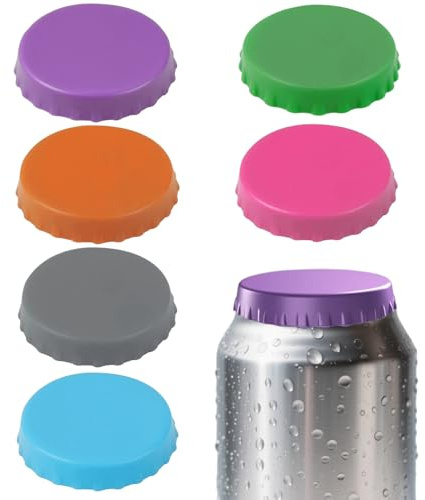 6 Pcs Silicone Can Lids for Fizzy Drinks – Reusable Soda Can Covers with Seal, Leak-Proof Drink Savers, Multi-Colored Can Tops for Carbonated Beverages & Soft Drinks (UK Standard)